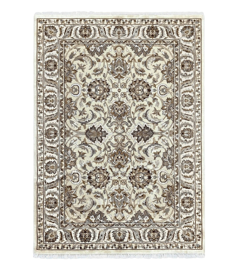 Indo Mahal Rug 6x9, Indian Carpet 6 x 9 ft, Light Green and Ivory, Floral Allover, Wool Oriental Carpet, Traditional Rug, Handmade by Jewel Rugs