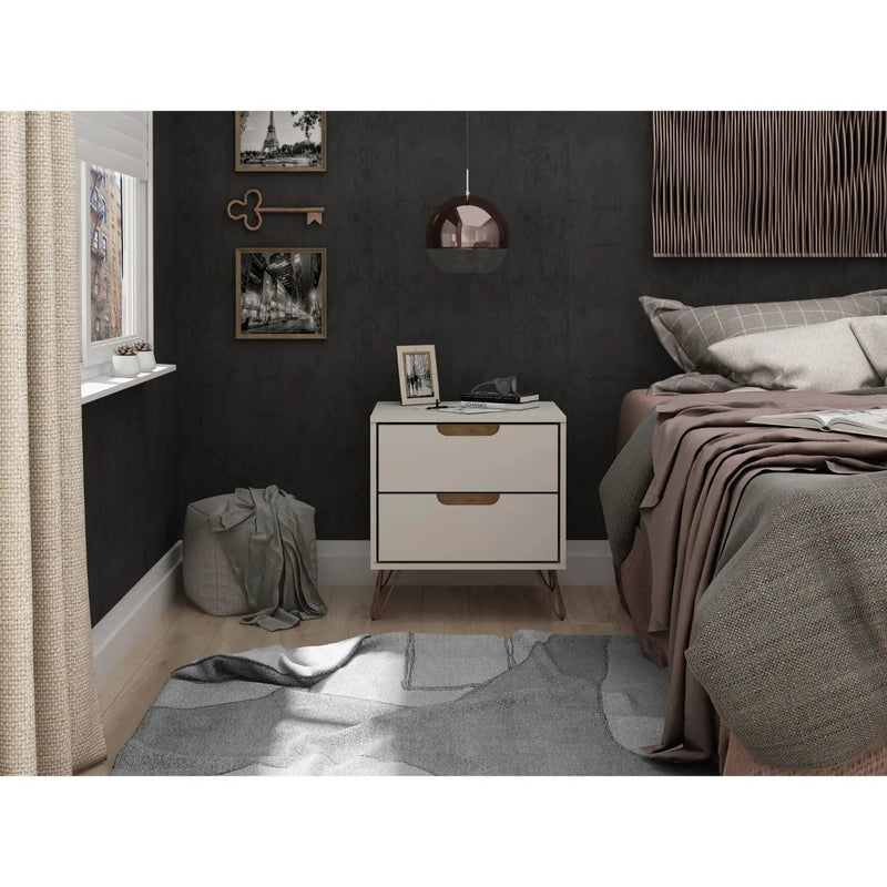 Rockefeller - Nightstand With 2 Drawers - Off White by HouseOfZazla