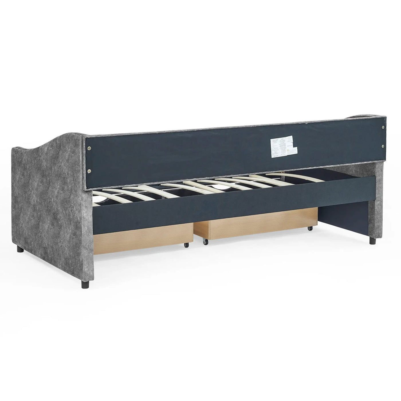 Upholstered Tufted Daybed With 2 Drawers, Waved Arms by HouseOfZazla