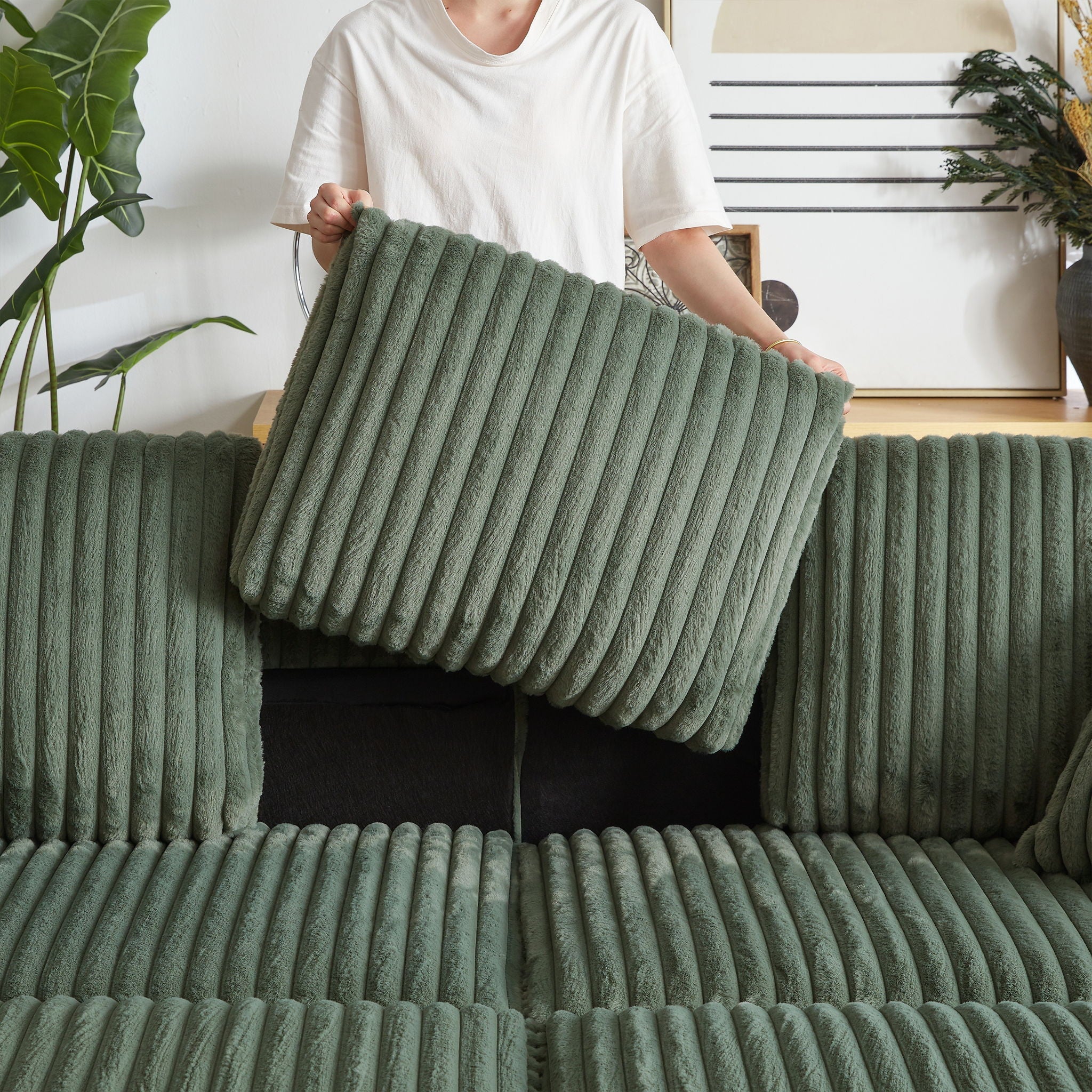 3 Seater Sofa With 2 Ottomans For Living Room by HouseOfZazla