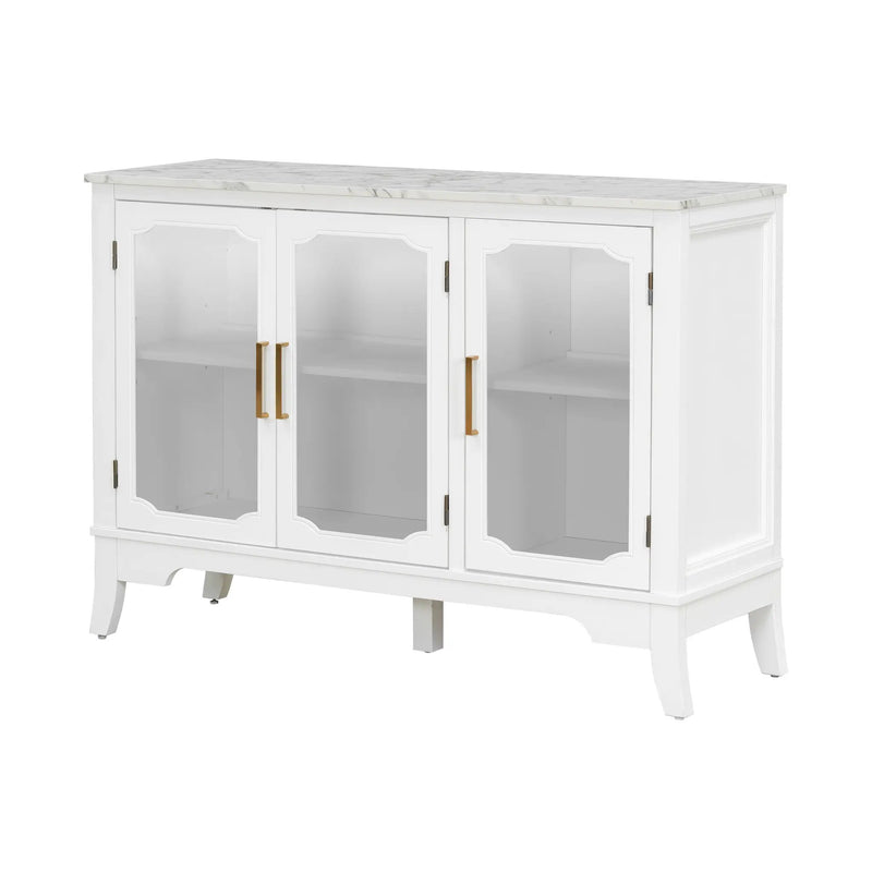 Storage Cabinet 3 Doors Stylish Style White by HouseOfZazla