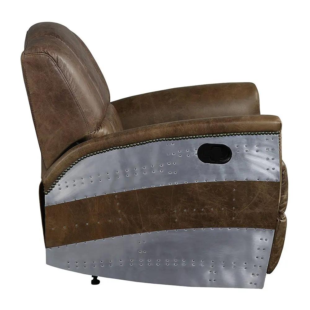Brancaster - Power Motion Recliner - Retro Brown Top Grain Leather & Aluminum by Unique Piece Furniture