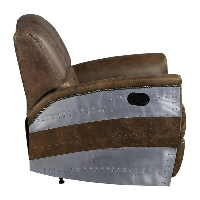 Brancaster - Power Motion Recliner - Retro Brown Top Grain Leather & Aluminum by Unique Piece Furniture