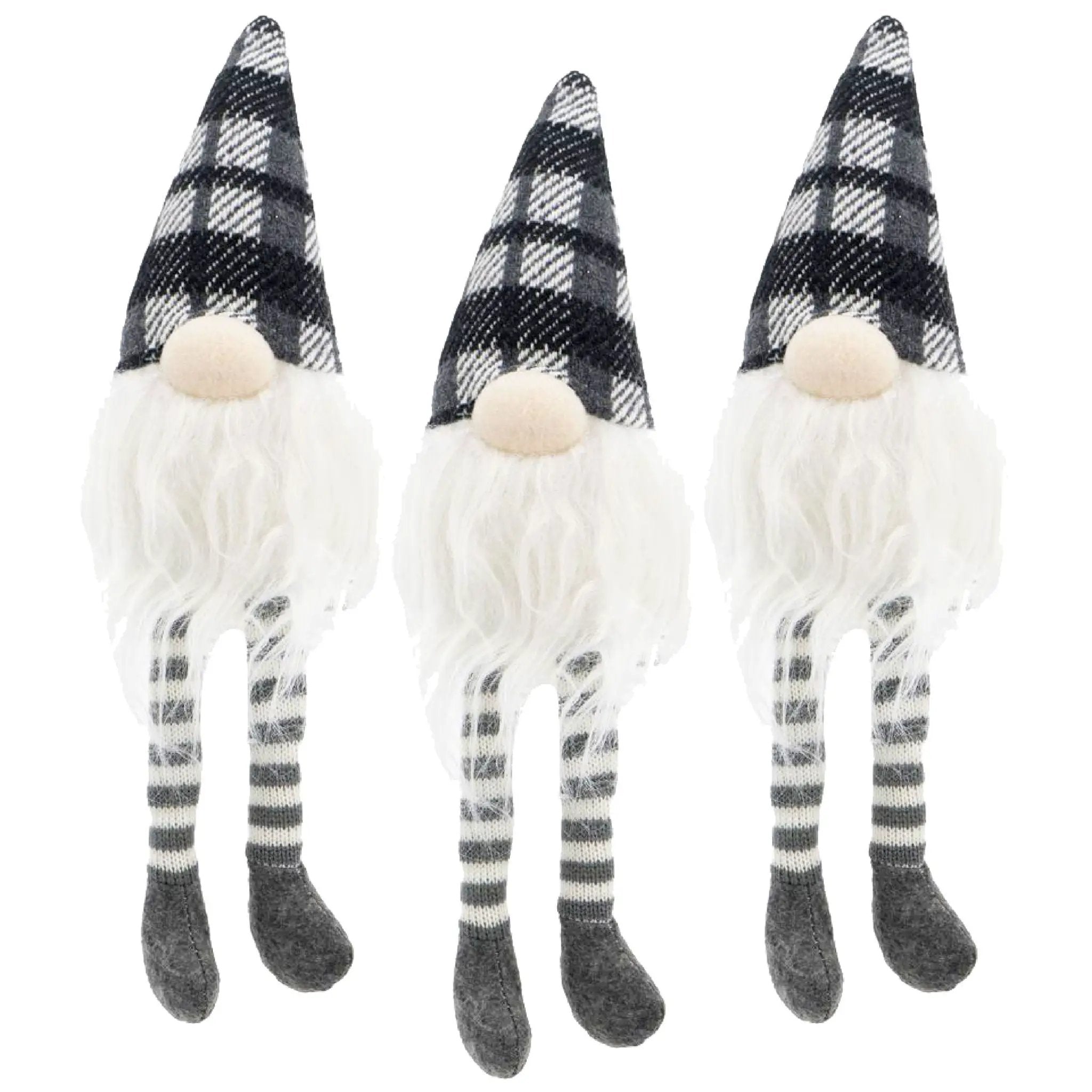 3 Pieces Sitting Gnome, Christmas Table Home Ornaments For Holiday Party Gifts - White / Gray by Unique Piece Furniture