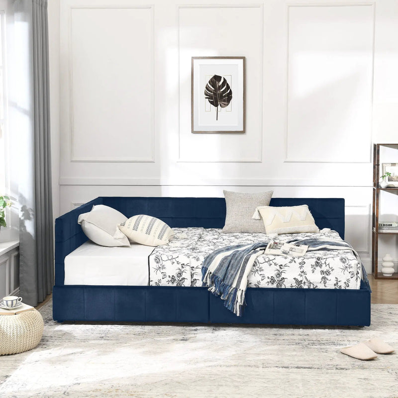 Mid-Century Storage Upholstered Tufted Bed Frame With Backrest And Armrests by Unique Piece Furniture