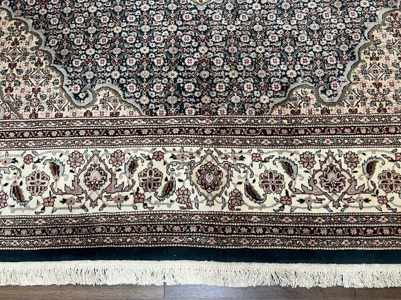 Sino Persian Rug 9x12, Dark Green and Ivory, Medallion, Mahi Herati, Elegant Oriental Carpet, Wool Hand Knotted Traditional Room Sized Rug by Jewel Rugs