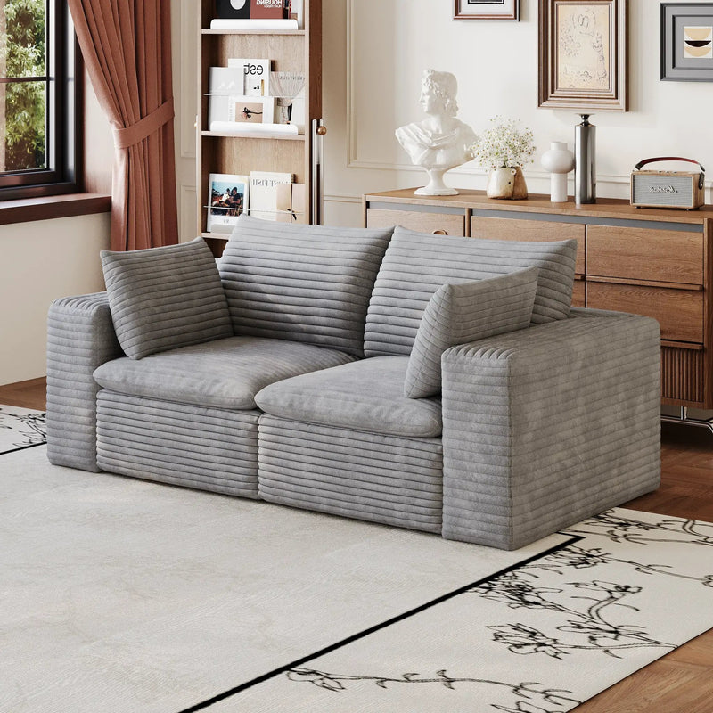 71" Cloud Sofa in Corduroy Fabric by HouseOfZazla