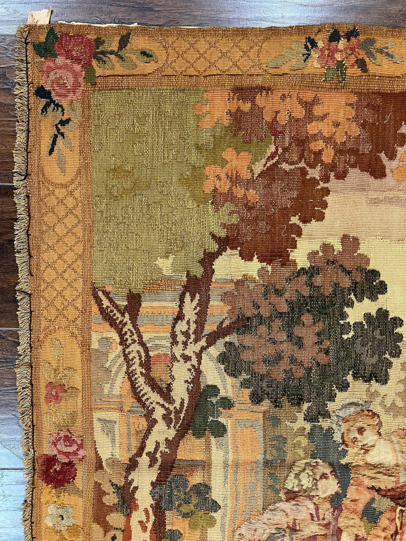 Antique Tapestry 3x4, European French Tapestry, Hand Loomed Victorian Tapestry, Vintage Wool Tapestry 3 x 4 ft by Jewel Rugs