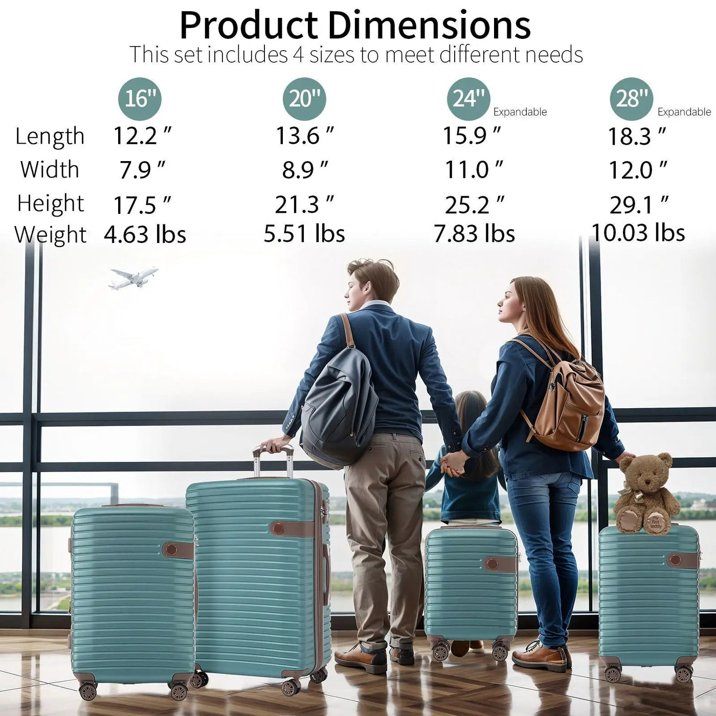 4 Piece Luggage Suitcase Set, Hard Shell Lightweight Expandable Travel Luggage With 4 Packing Cubes by HouseOfZazla