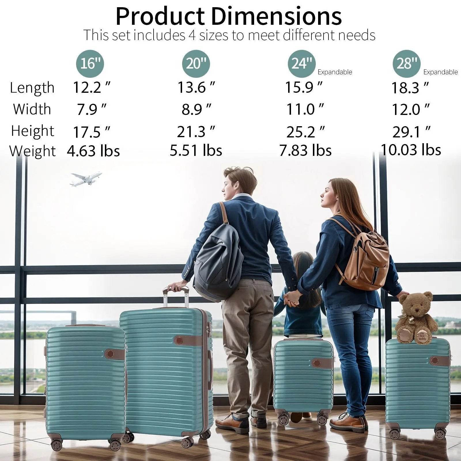 4 Piece Luggage Suitcase Set, Hard Shell Lightweight Expandable Travel Luggage With 4 Packing Cubes by HouseOfZazla