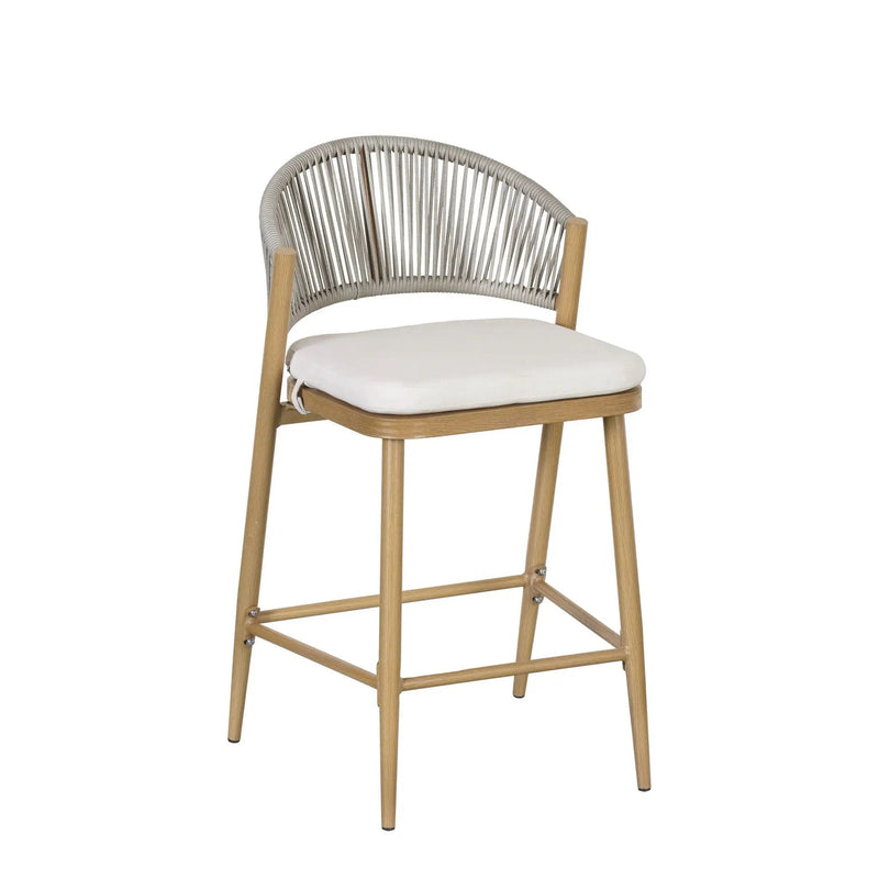 Outdoor 26" Counter Height Metal Frame Counter Stools With Scallop Shaped Backrest & Water Resistant Cushions by HouseOfZazla