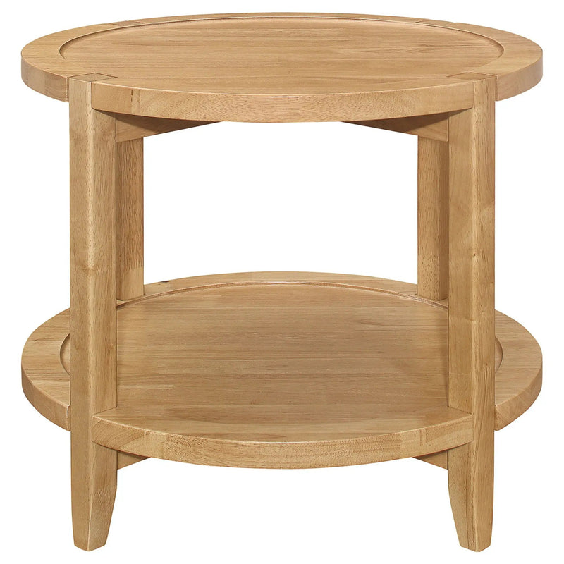 Camillo Round Solid Wood Side End Table Maple Brown by Unique Piece Furniture