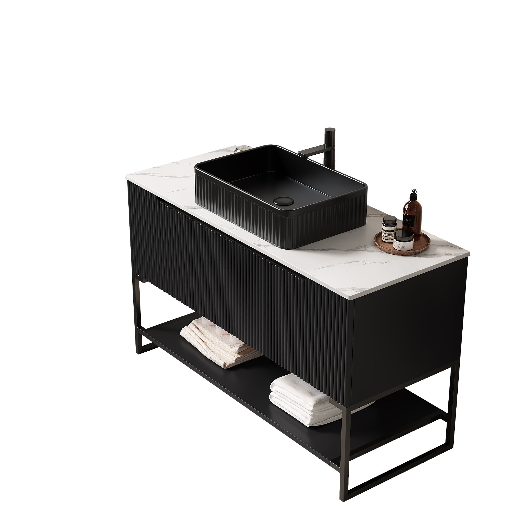 Tulio 48" Bathroom Vanity & Sink with 3 Doors and Open Shelf by HouseOfZazla