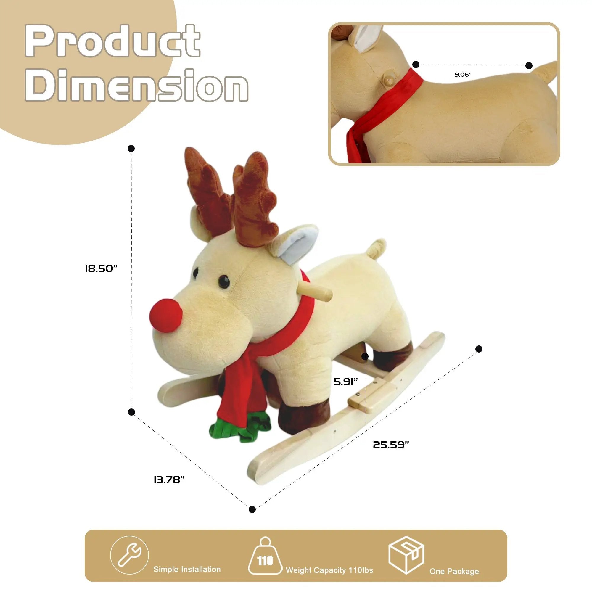 Kids Ride-On Rocking Horse Toy with Jingle Bells by HouseOfZazla