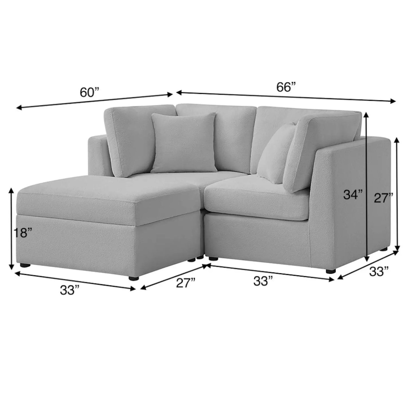 Chauncy - Sectional With Storage Ottoman by HouseOfZazla