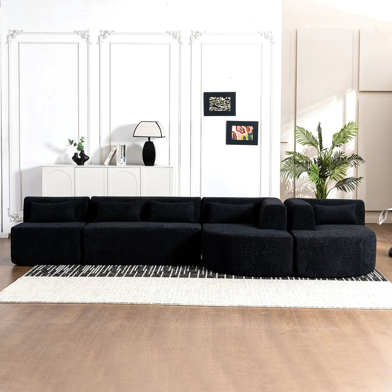 Upholstered Sofa Free Combined Sofa Couch With 2 Chaise Lounge And Five Back Pillows For Living Room by HouseOfZazla