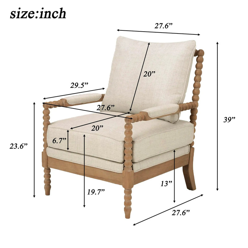 Rubber Wood Accent Chair with High-Density Sponge Cushion by HouseOfZazla