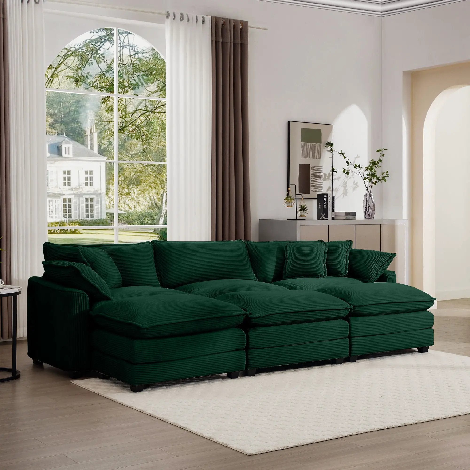 Modern Oversized Modular Cushion Sofa With Ottoman, Low Back, Deep Seating Sofa Set by Unique Piece Furniture
