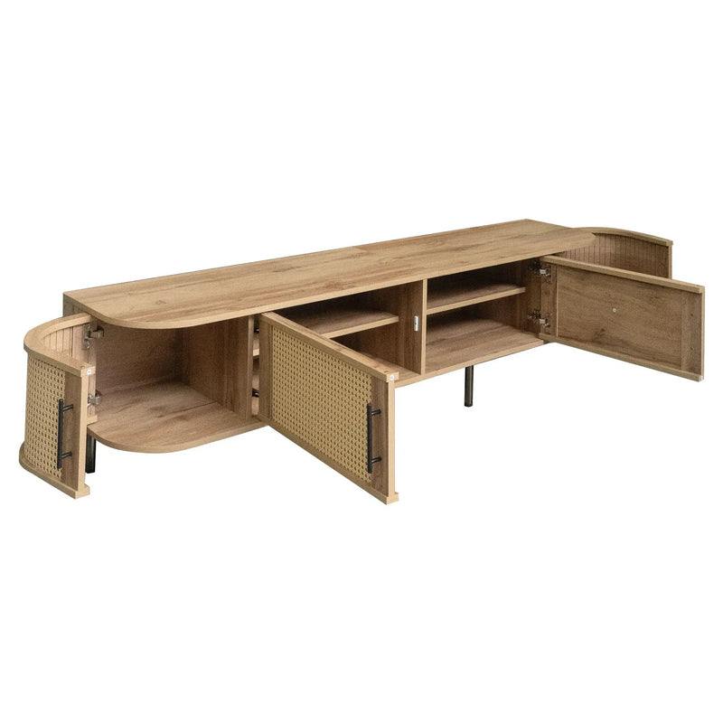 70" TV Stand With Doors, Construction For TVs Up To 80" - Natural Wood by HouseOfZazla