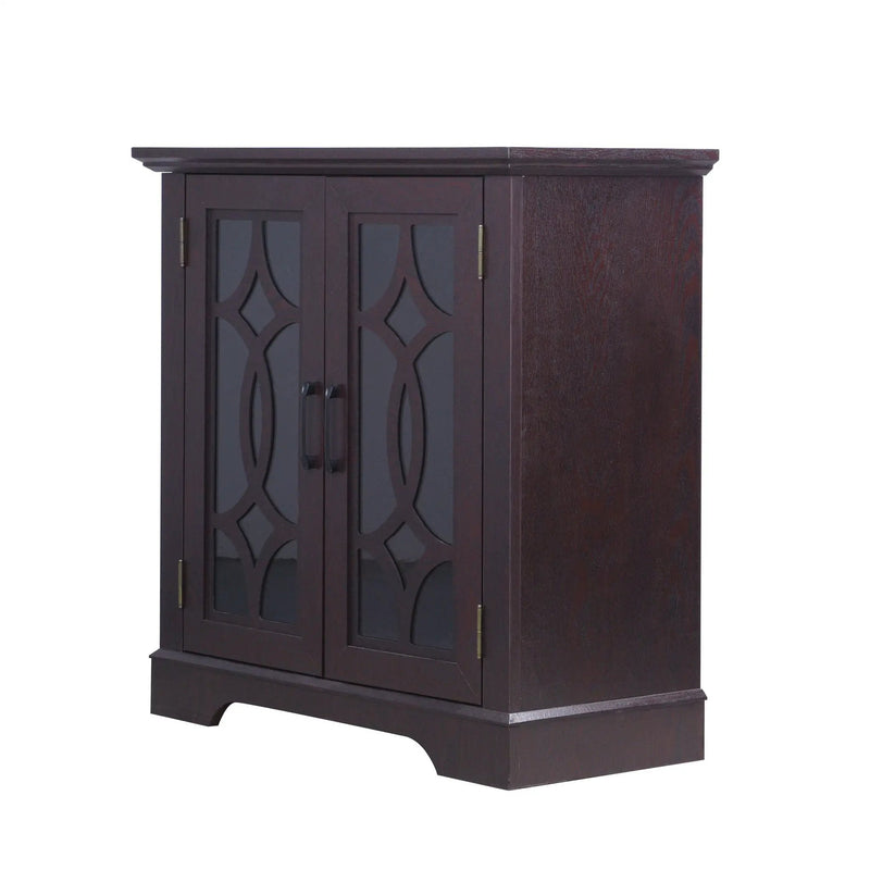 Modern Sideboard With Tempered Glass Doors - Ox Blood Red by HouseOfZazla