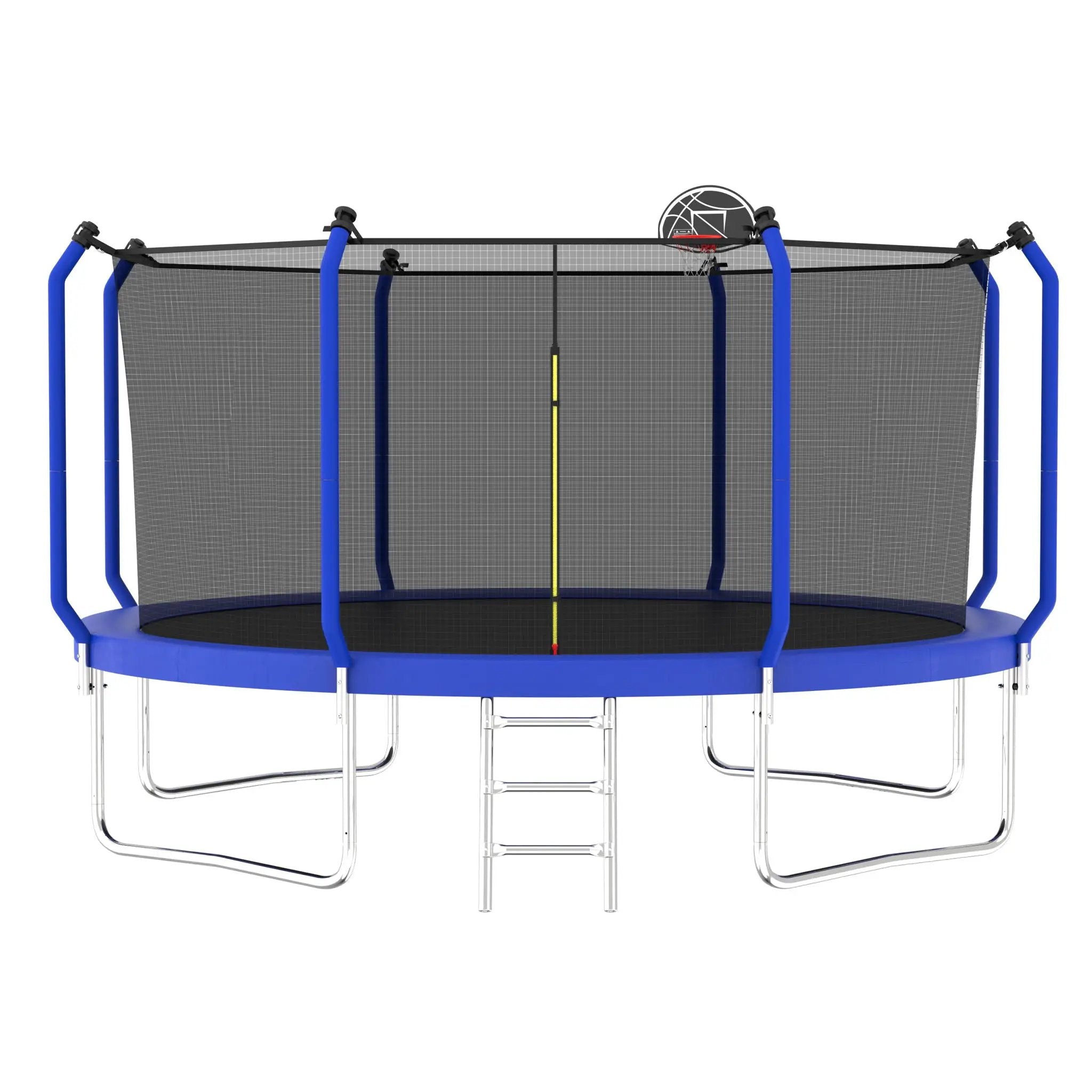 Trampoline With Basketball Hoop, Astm Approved Reinforced Type Outdoor Trampoline With Enclosure Net by HouseOfZazla