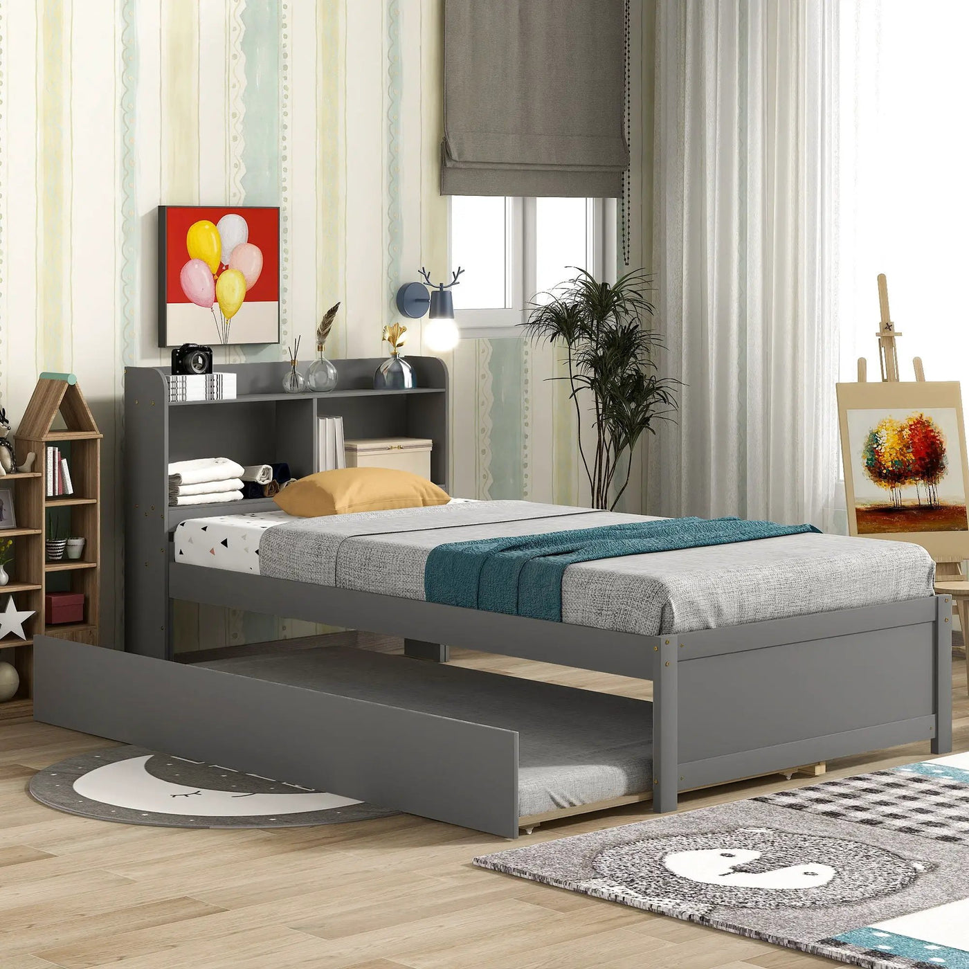 Twin Bed With Trundle, Bookcase by Unique Piece Furniture