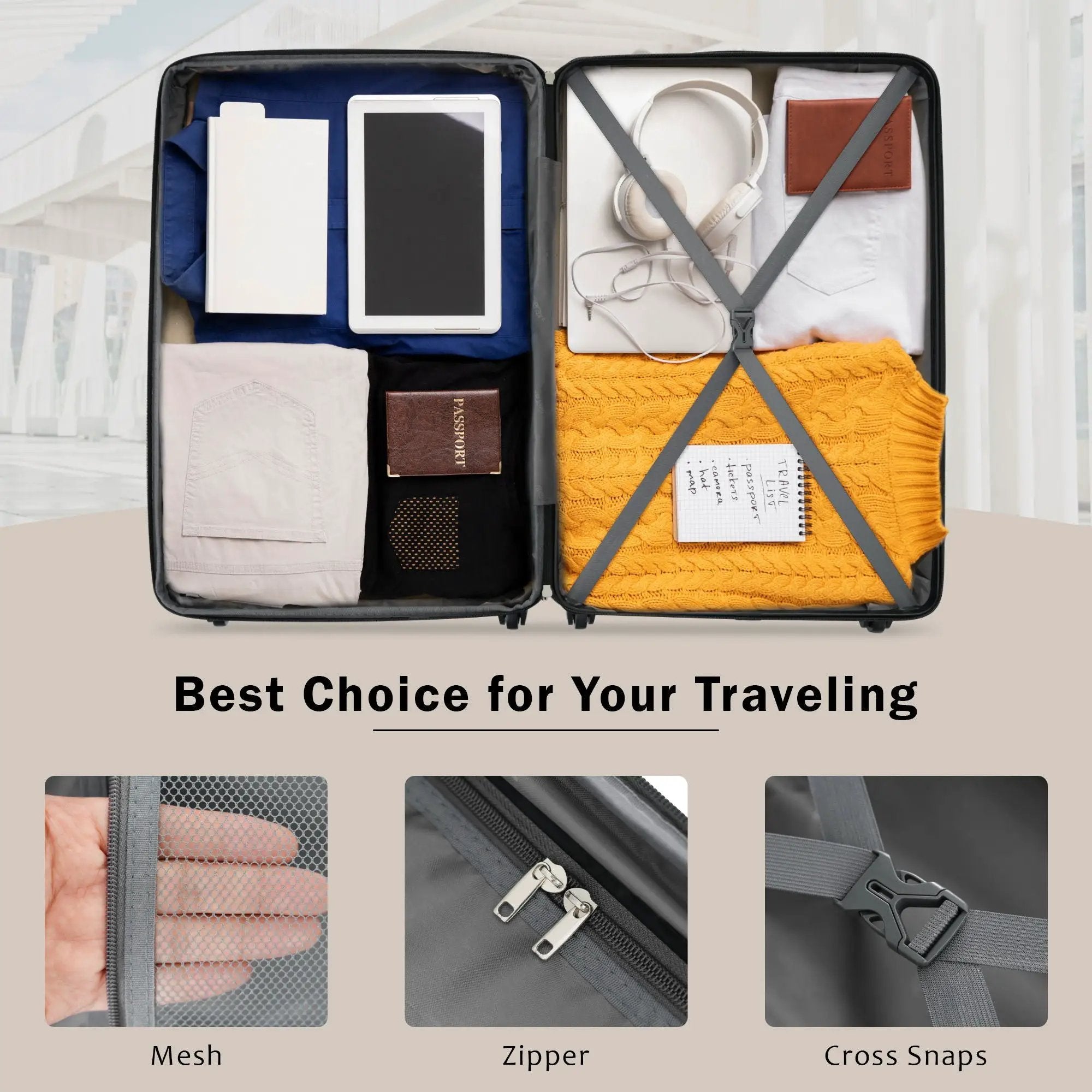 2 Piece Luggage Set With Bags Expanable Spinner Wheels ABS Lightweight Suitcase With Tsa Lock 20" / 24" by HouseOfZazla