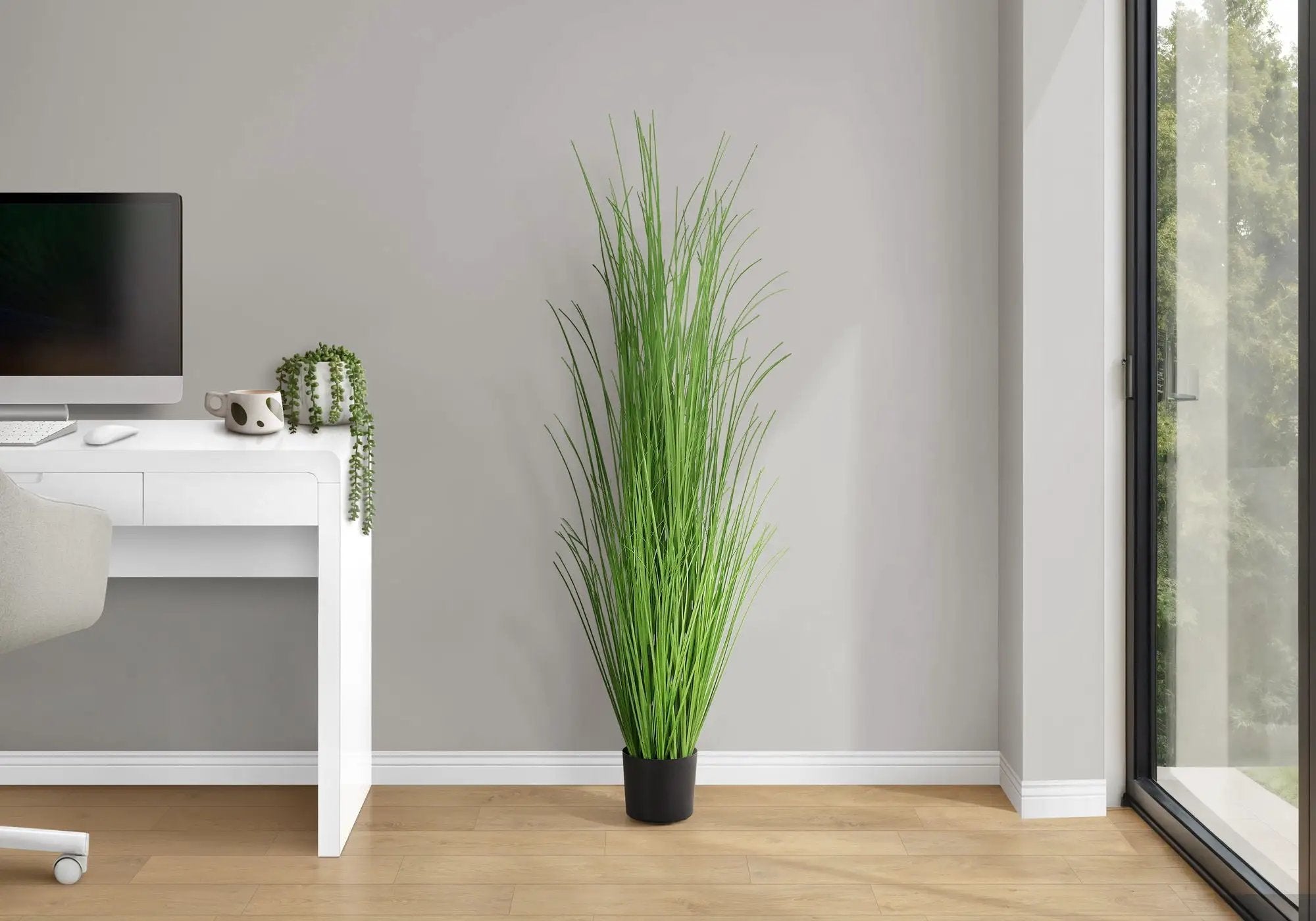 47" Tall, Artificial Plant, Grass Tree, Indoor, Faux, Fake, Floor, Greenery, Potted, Real Touch, Decorative - Green / Black by Unique Piece Furniture