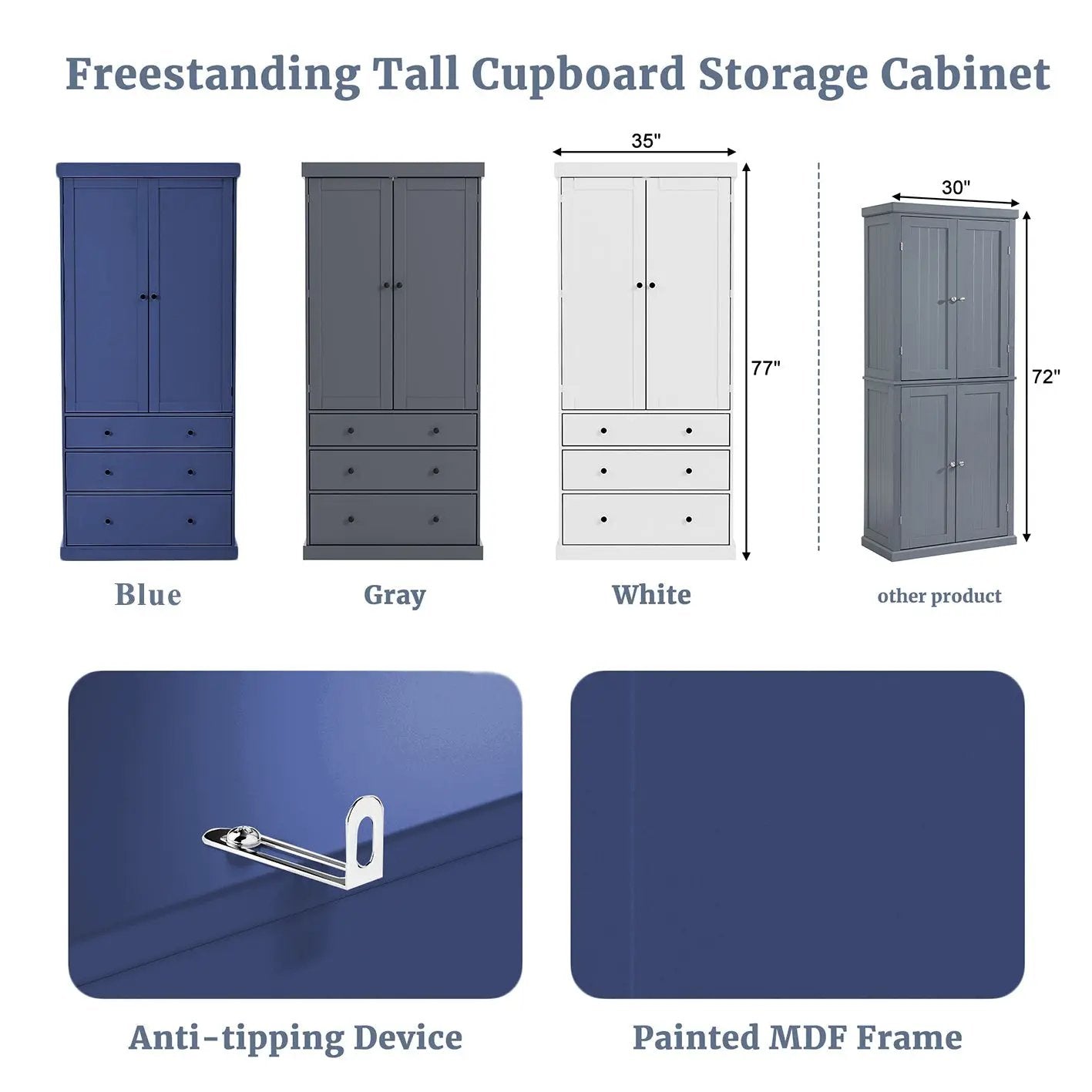 TOPMAX 77inch Farmhouse Kitchen Pantry by HouseOfZazla