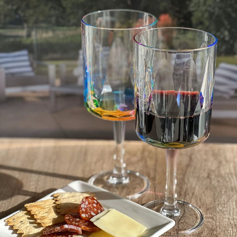Leadingware Rainbow Diamond Plastic Wine Glasses (Set of 4), Unbreakable Bpa Free Acrylic, 16Oz - Clear by HouseOfZazla
