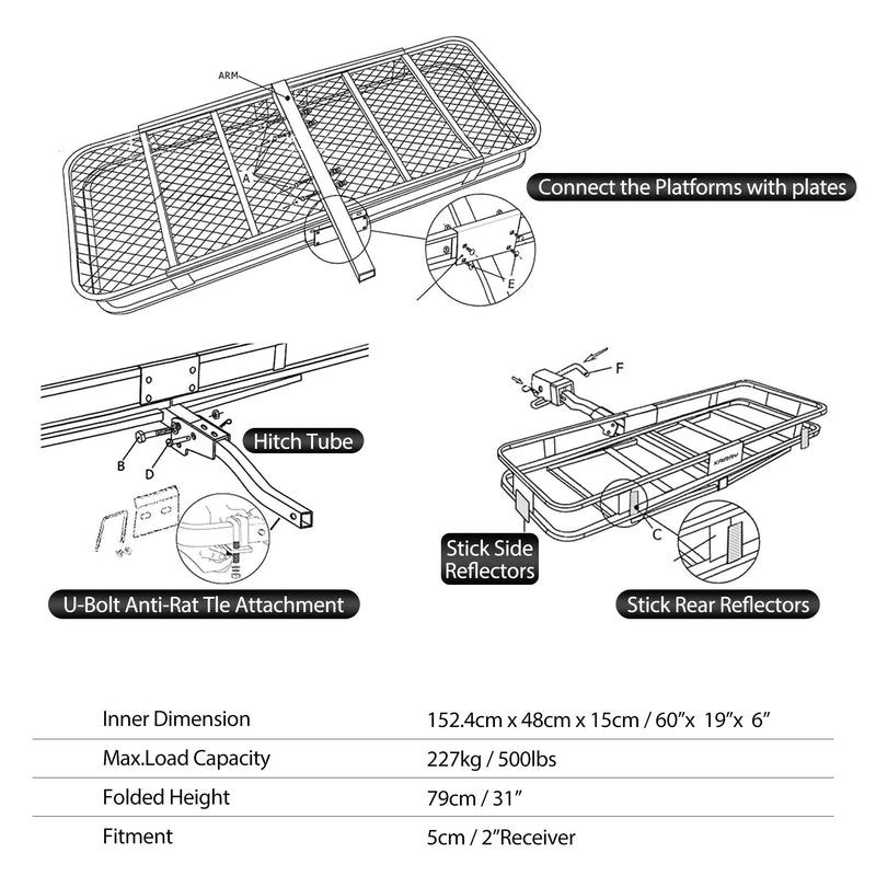 Heavy Duty Folding Hitch Mount Cargo Carrier by HouseOfZazla