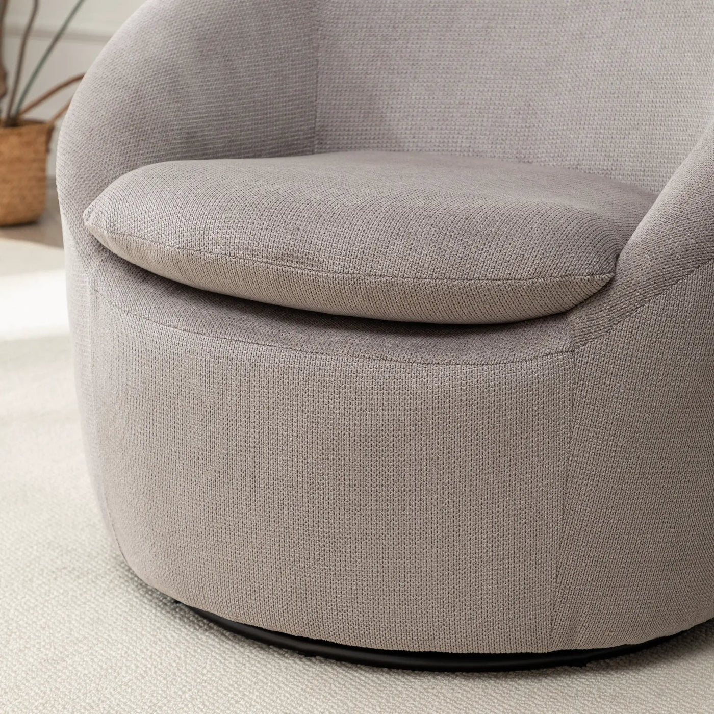 Winnie Modern Teddy Fabric Barrel Chair - 360° Swivel by HouseOfZazla