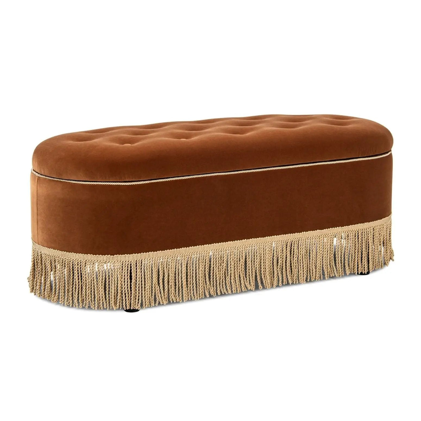 Melinda - Oval Tufted Bullion Fringe Storage Bench by Unique Piece Furniture