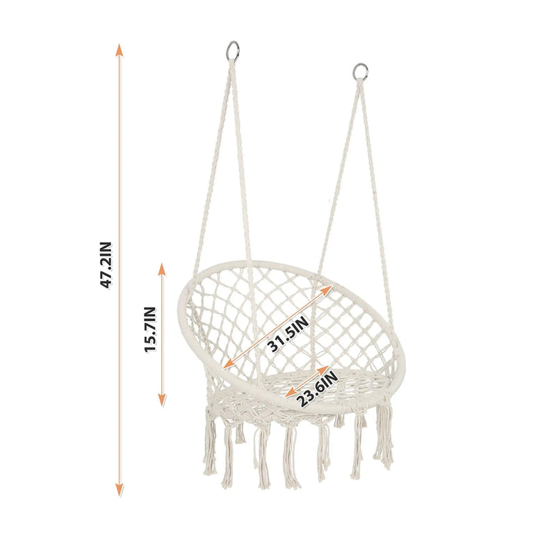 Macrame Hanging Hammock Chair, Rope Swing For Indoor And Outdoor Use by HouseOfZazla