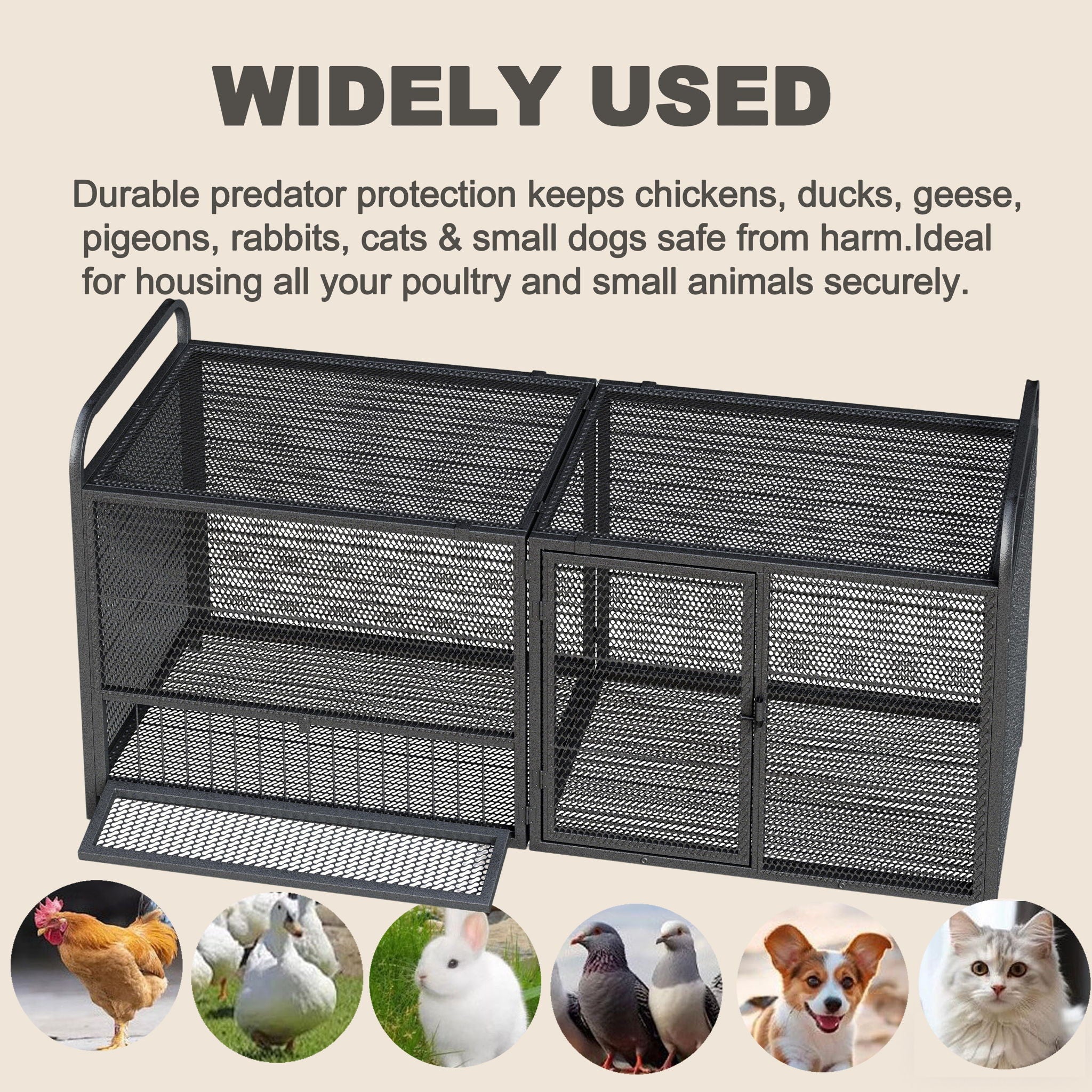 Chicken Cage, Poultry Breeding Coop - Black / Silver by HouseOfZazla