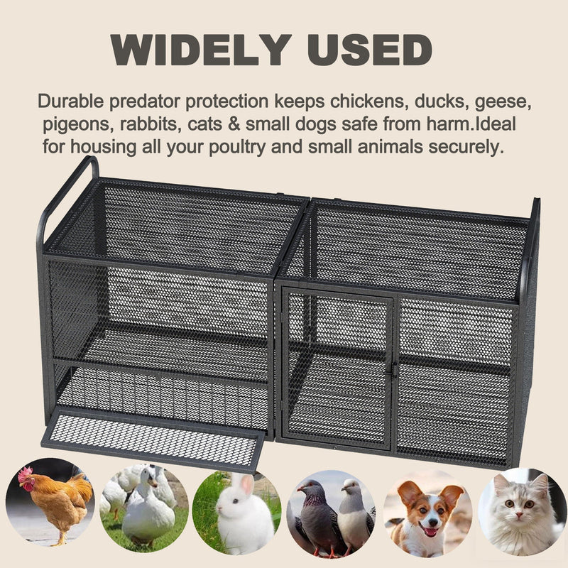 Chicken Cage, Poultry Breeding Coop - Black / Silver by HouseOfZazla