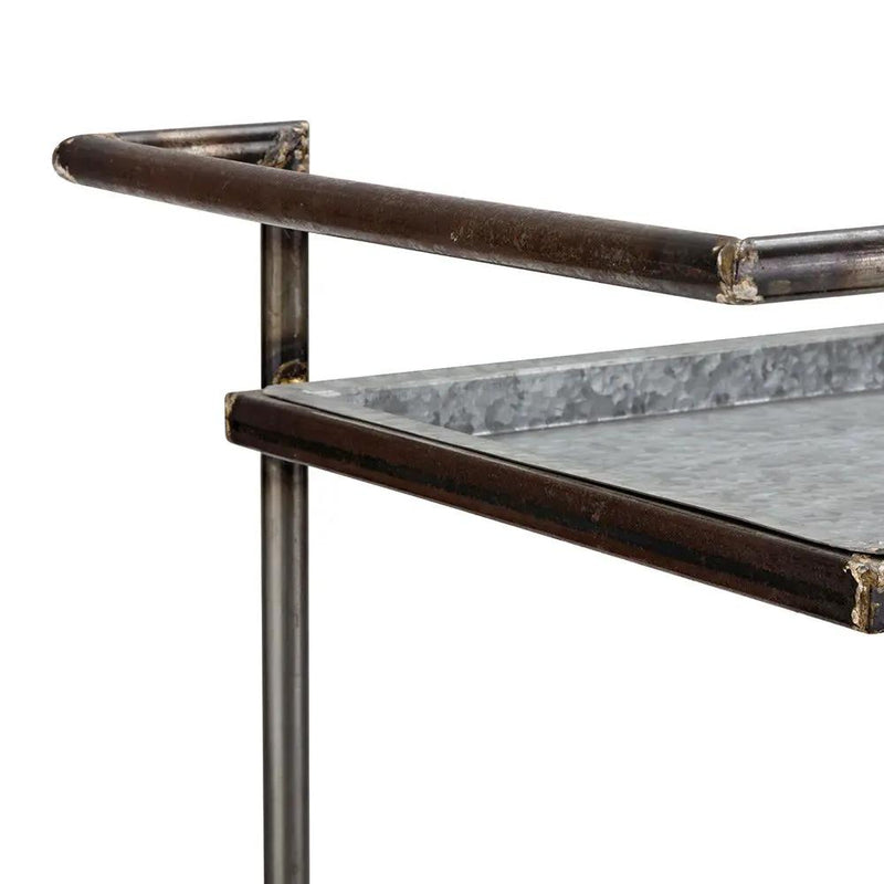 Percy Galvanized Metal Bar Cart - Gray by Unique Piece Furniture