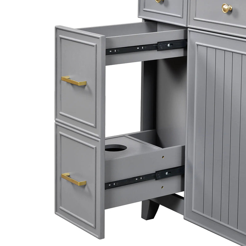 Bathroom Vanity With Ceramic Sink, Soft Close Doors, Adjustable Shelves