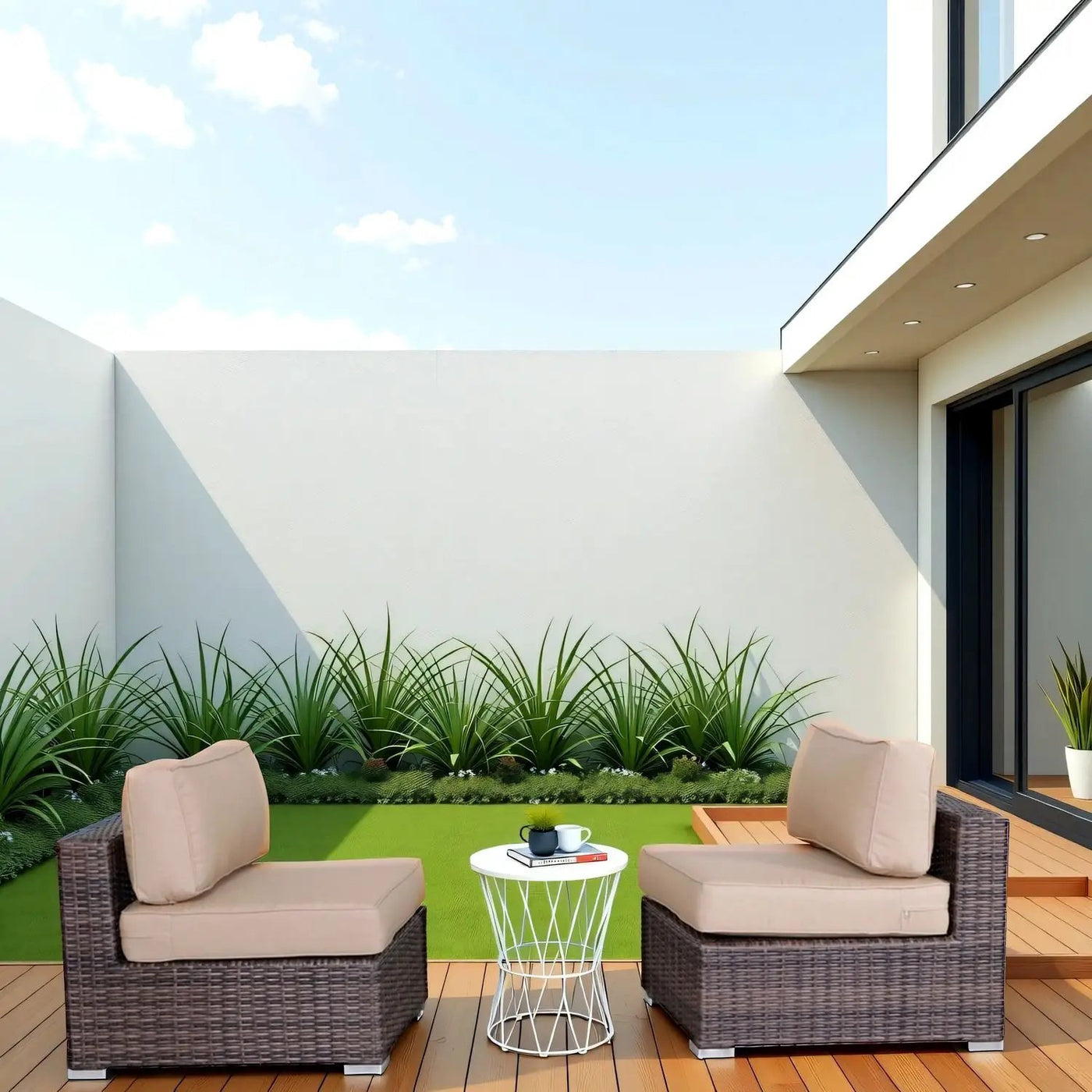 Wide Armless Outdoor Chairs With Cushions (Set of 2) by HouseOfZazla