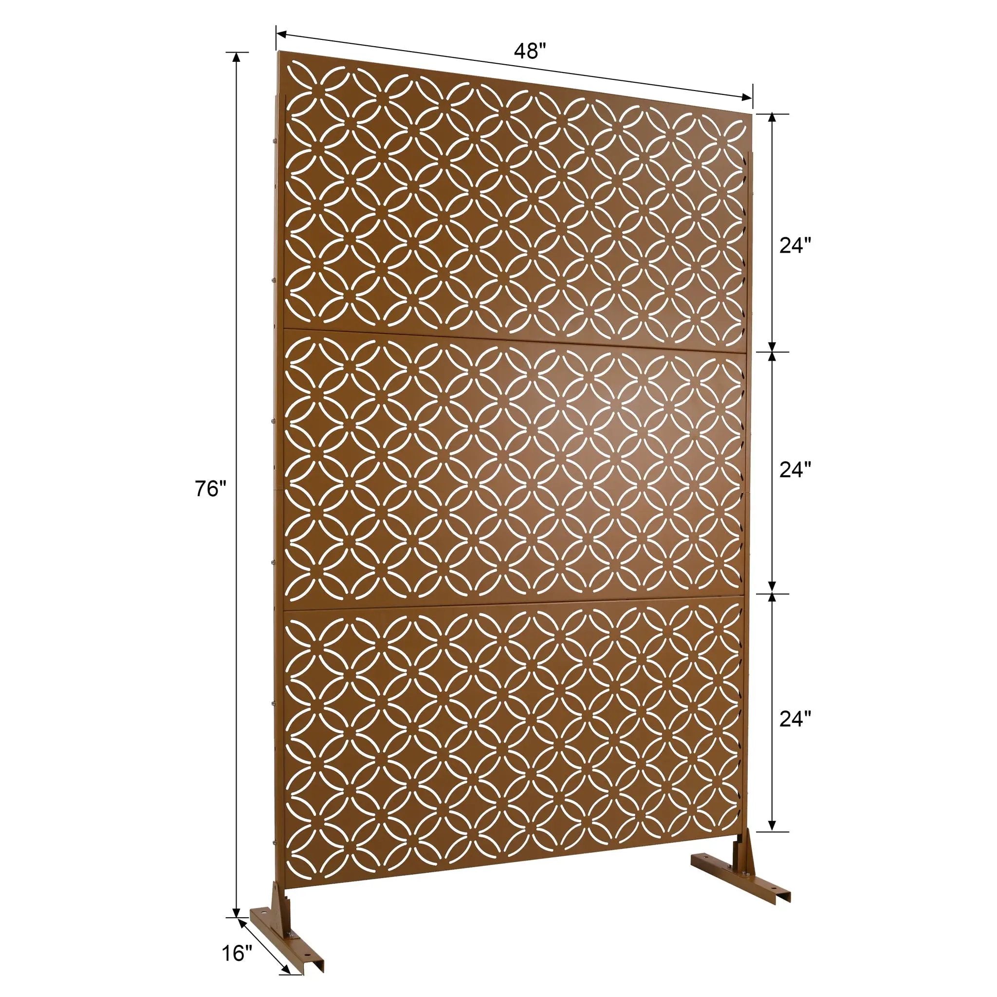 Freestanding Decorative Privacy Screen For Deck Balcony Patio, Metal Privacy - Brown by Unique Piece Furniture