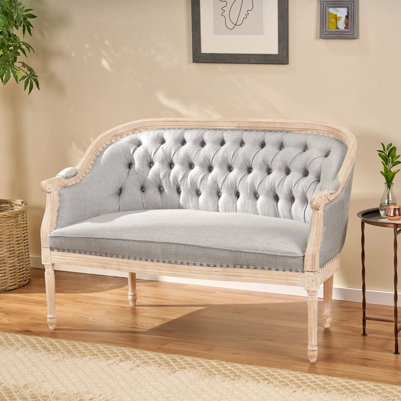 French Country Chesterfield Style Tufted Loveseat by HouseOfZazla