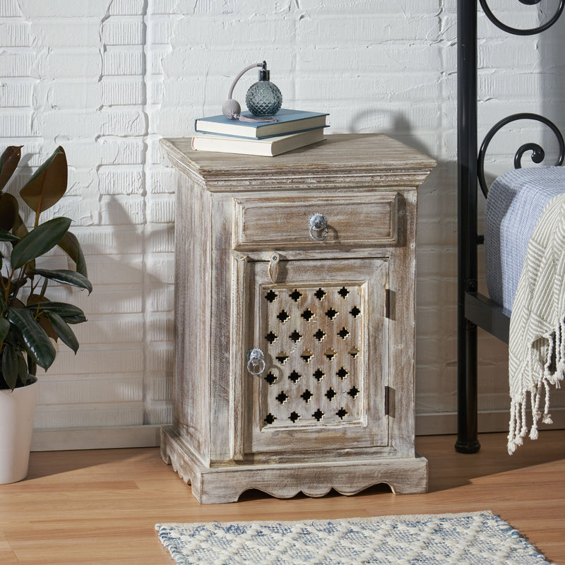 Wooden Nightstand With 1 Drawer 1 Door by HouseOfZazla