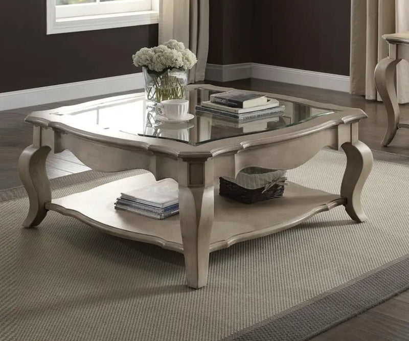 Chelmsford - Clear Glass Coffee Table - Taupe by Unique Piece Furniture