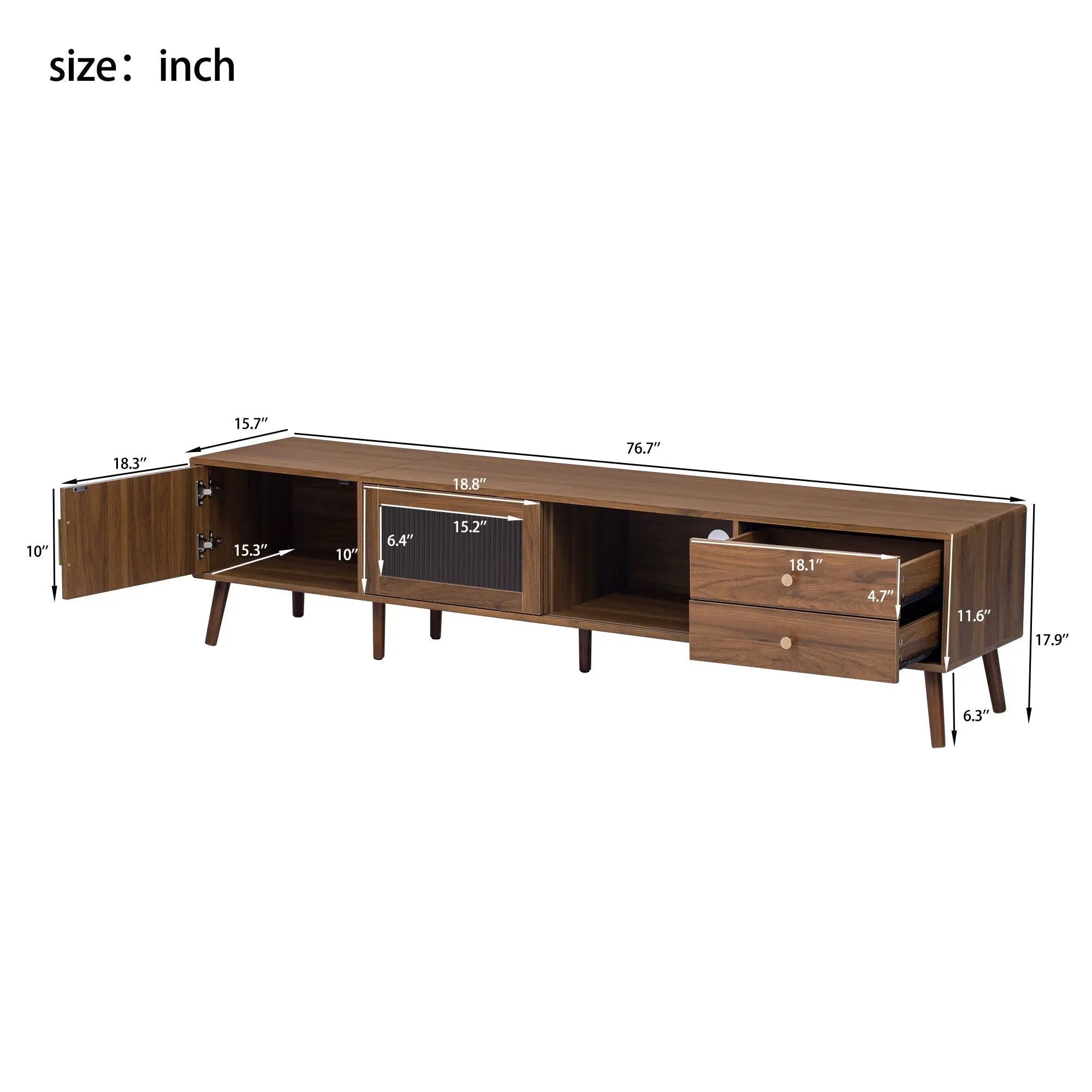 Doors TV Stand For TVs Up To 85", Entertainment Center With Storage Cabinets, TV Media Console Table For Living Room - Natural by Unique Piece Furniture