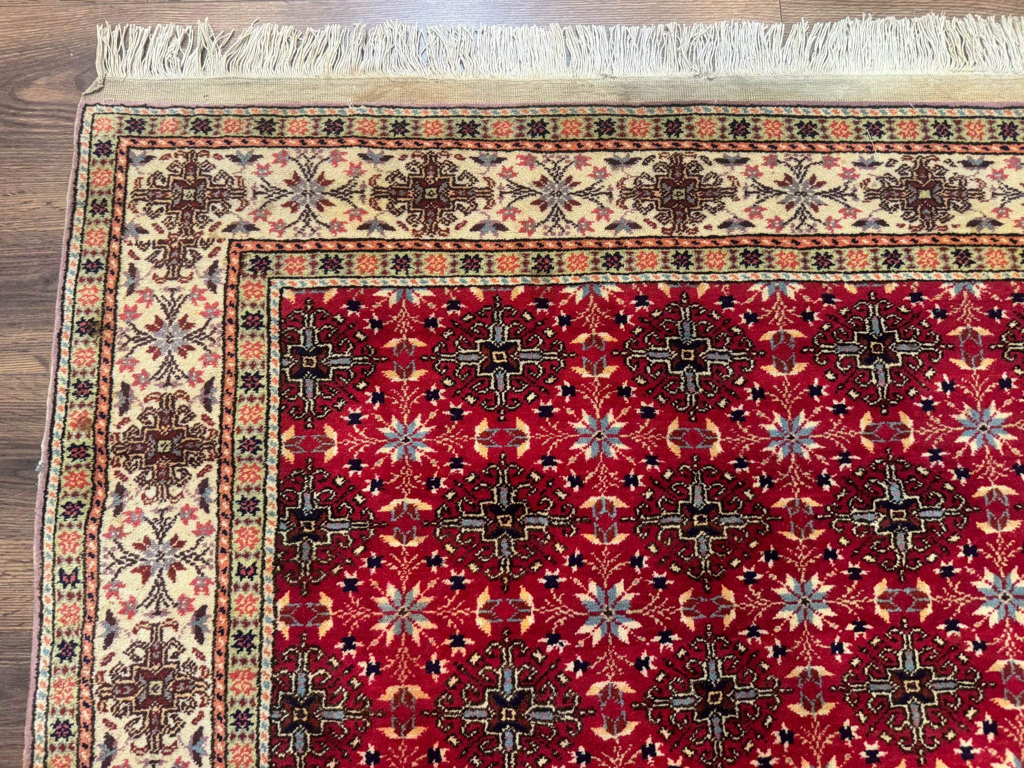 Turkish Sivas Rug 4x6, Red and Cream, Allover Design, Handmade Vintage by Jewel Rugs
