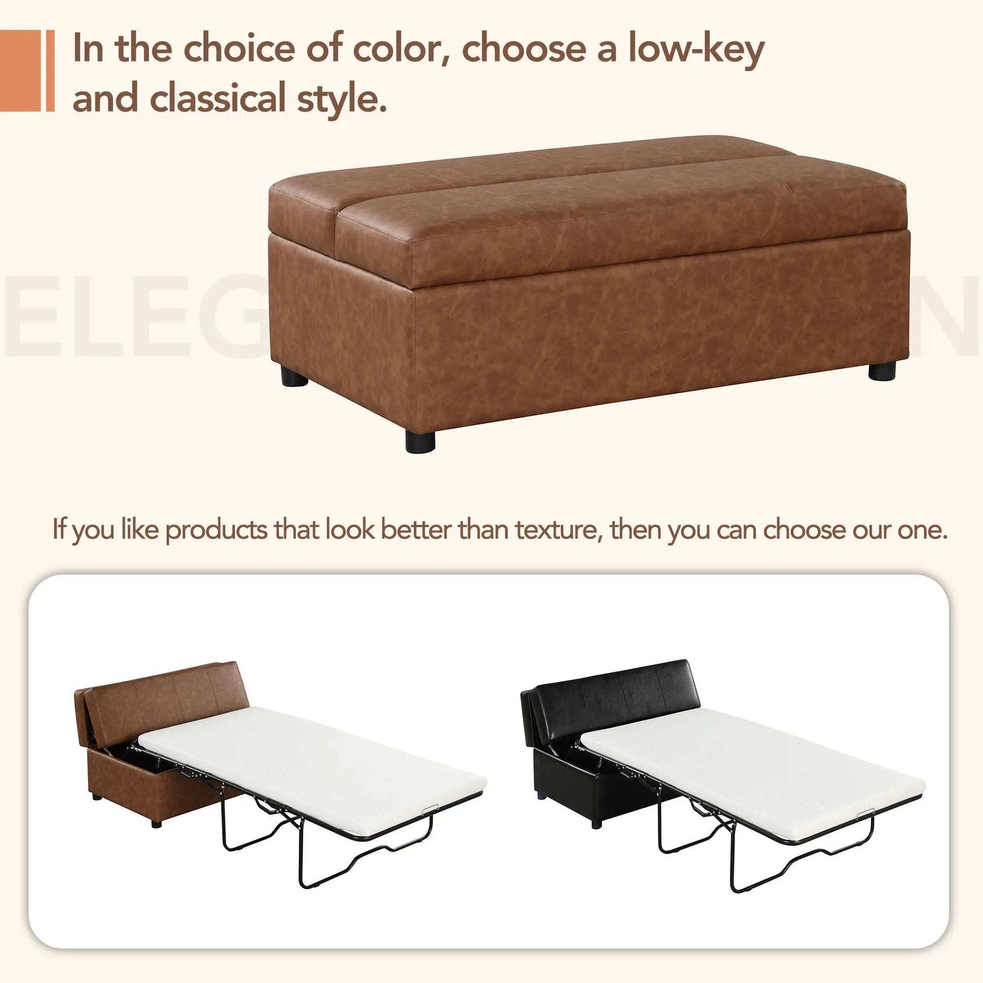 Twin Size Folding Ottoman Sleeper Bed With Mattress Convertible Guest Bed by Unique Piece Furniture