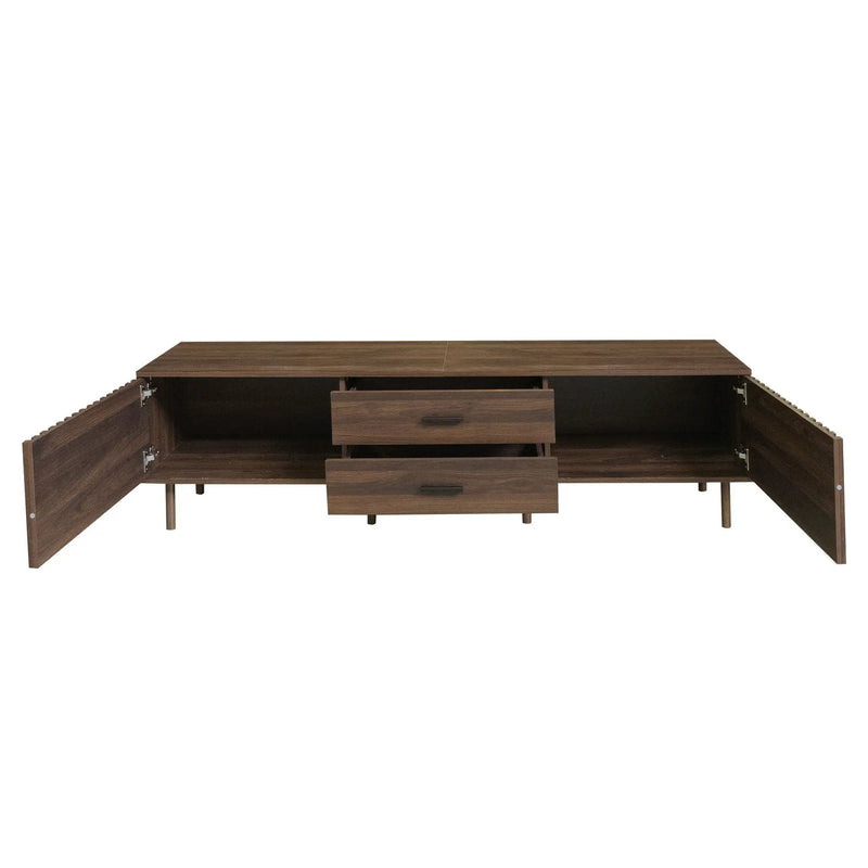TV Stand For TVs Up To 80", Media Entertainment Center With Ample Storage - Dark Brown by HouseOfZazla