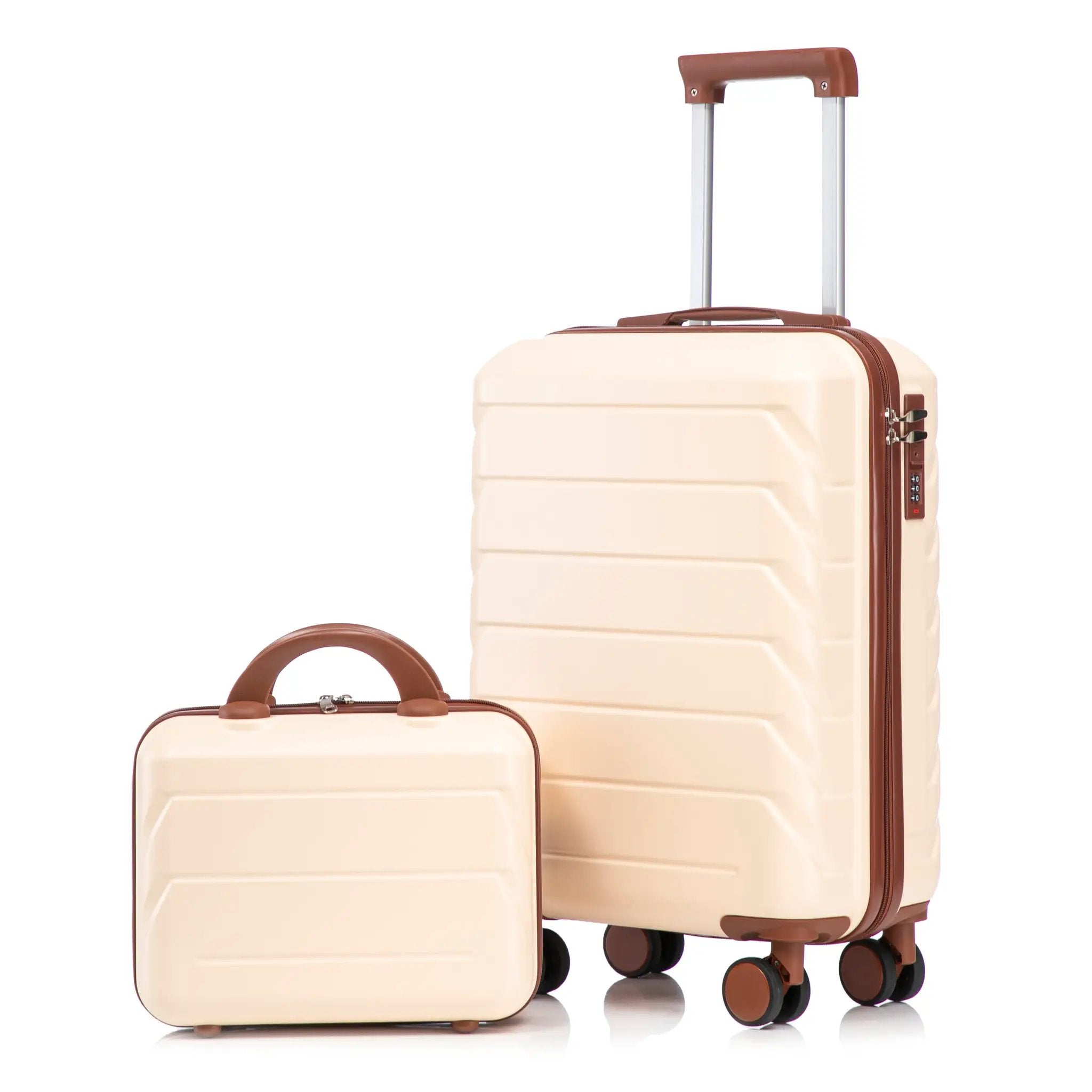 14'/20' 2-Piece Beige ABS Spinner Wheel Luggage Set by HouseOfZazla