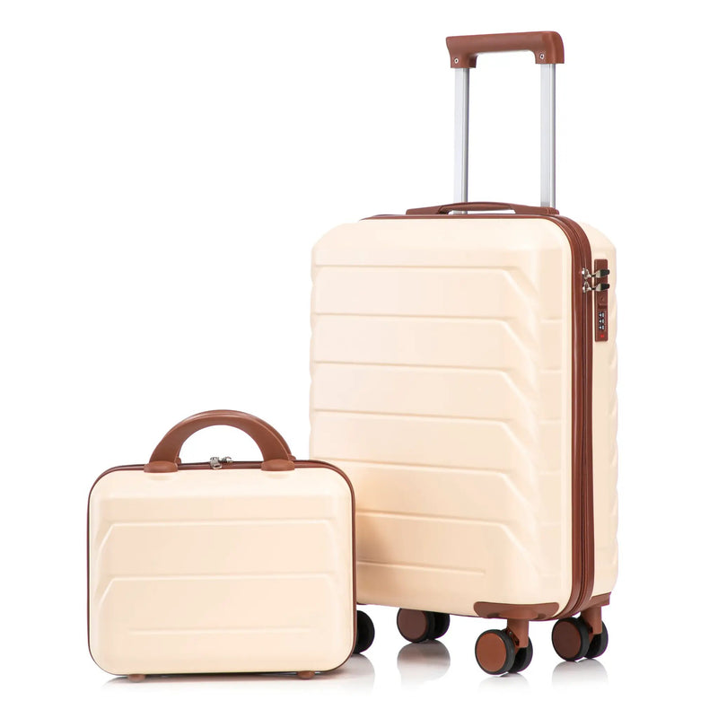 14'/20' 2-Piece Beige ABS Spinner Wheel Luggage Set by HouseOfZazla
