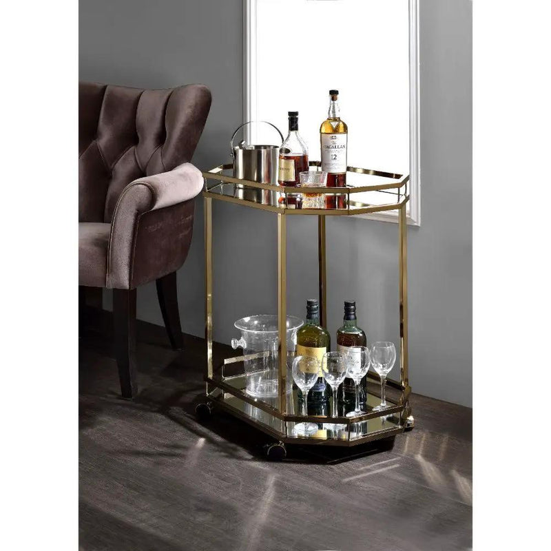 Lacole - Serving Cart - Mirrored & Champagne by Unique Piece Furniture